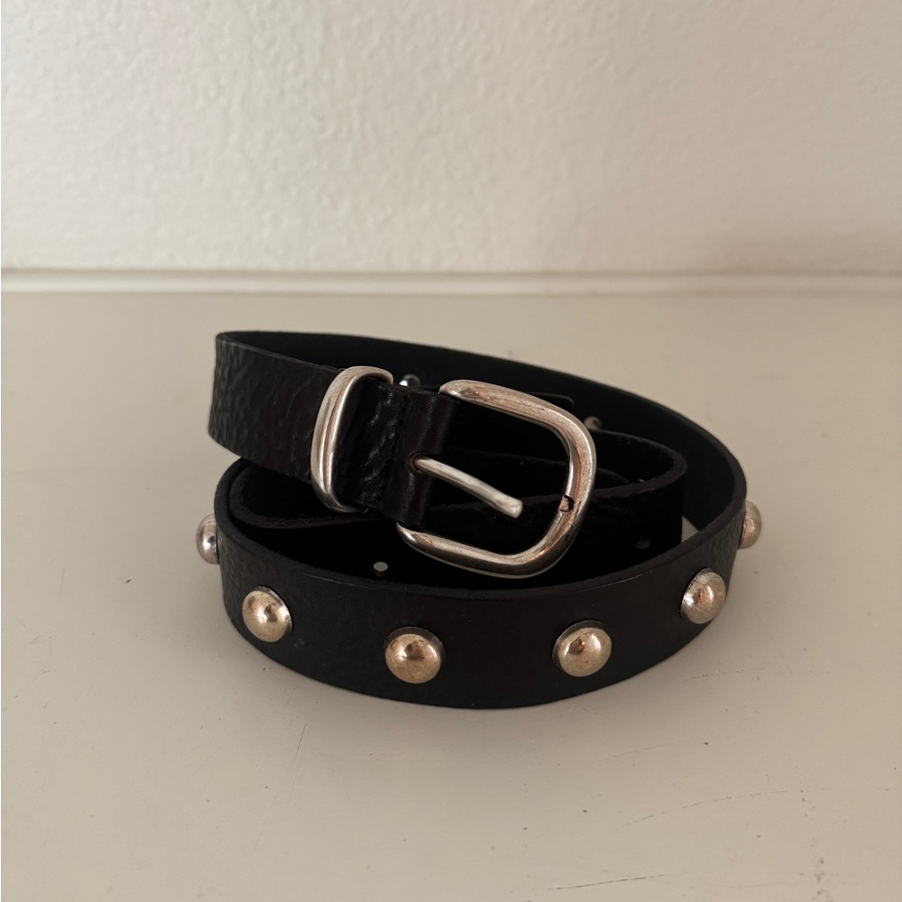 Free People Black Belt with Silver Accents